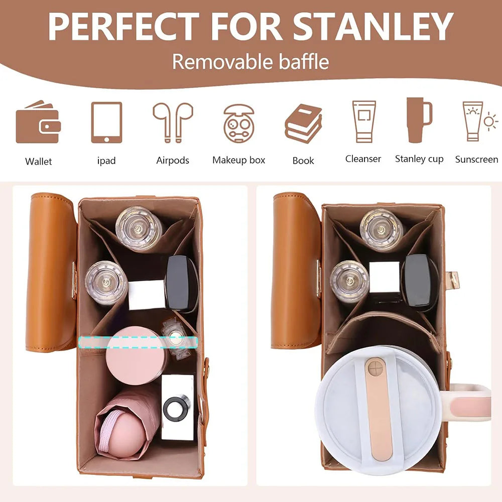 Crossbody Shoulder Bag with Water Bottle Holder Vacation Multifunctional Protection Pouch Outdoor Portable Water Cup Storage Bag