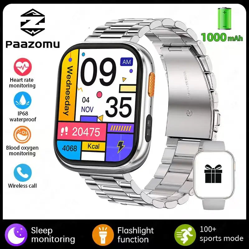 2026 new outdoor sports smartwatch,2.04 high-definition large screen,1000mAh large battery, ultra long battery life,holiday gift