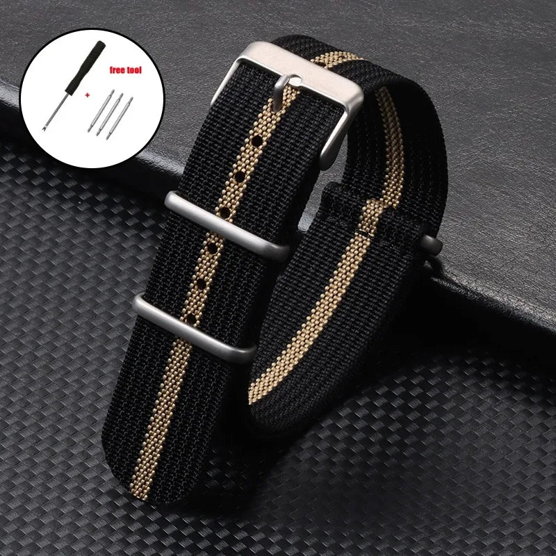 Military Nylon Smartwatch Band 18mm 20mm 22mm Universal Men Women Canvas Strap Fabric Army Replacement Wristbelt Sport Bracelets