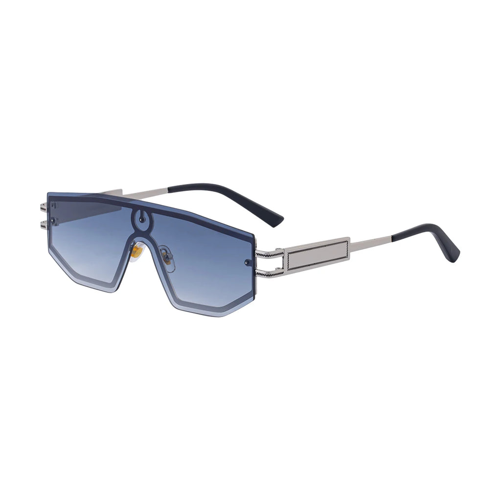 Premium Luxury Design One-piece Punk Sunglasses Men Women 2026 Fashion Metal Anti-reflective Outdoor Sun Shades Gafas UV400