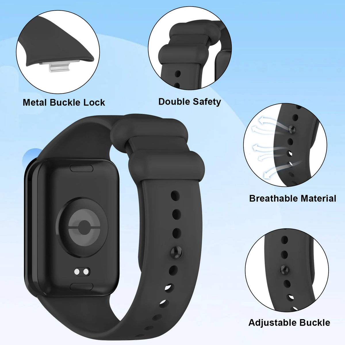 Silicone Strap For Xiaomi Mi Smart Band 8 /9 Replacement Sport Wristband For Redmi Watch 4 Bracelet Accessories Correa