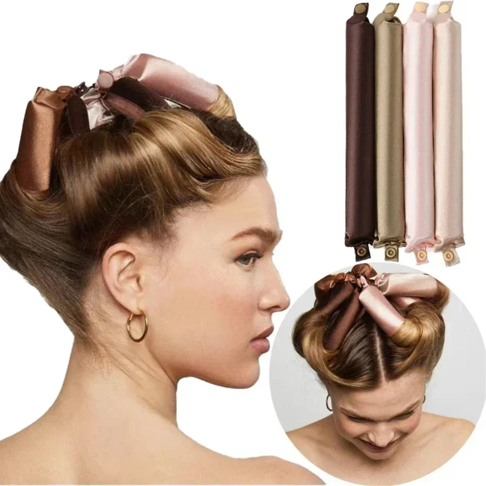 Heatless Curling Rod Headband – Satin Flexi Rods for Overnight Curls