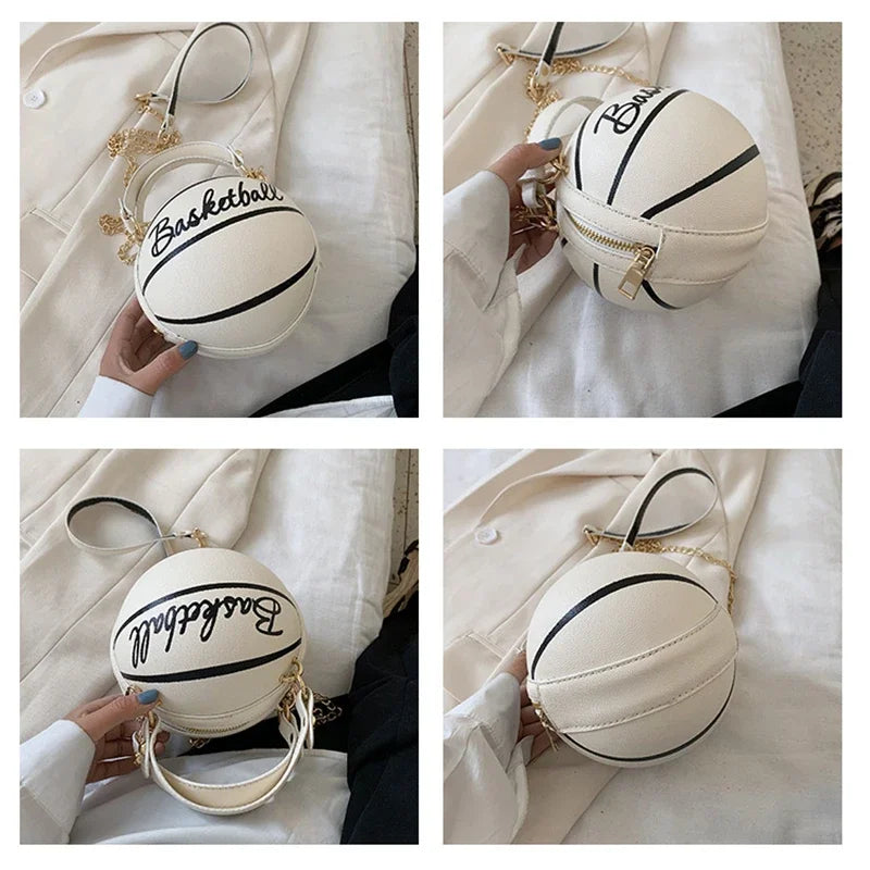 2025 Crossbody Bag New Network Red Personality Fun Pink Ins Versatile Chain Football Basketball Shoulder Bag Small Round Bag