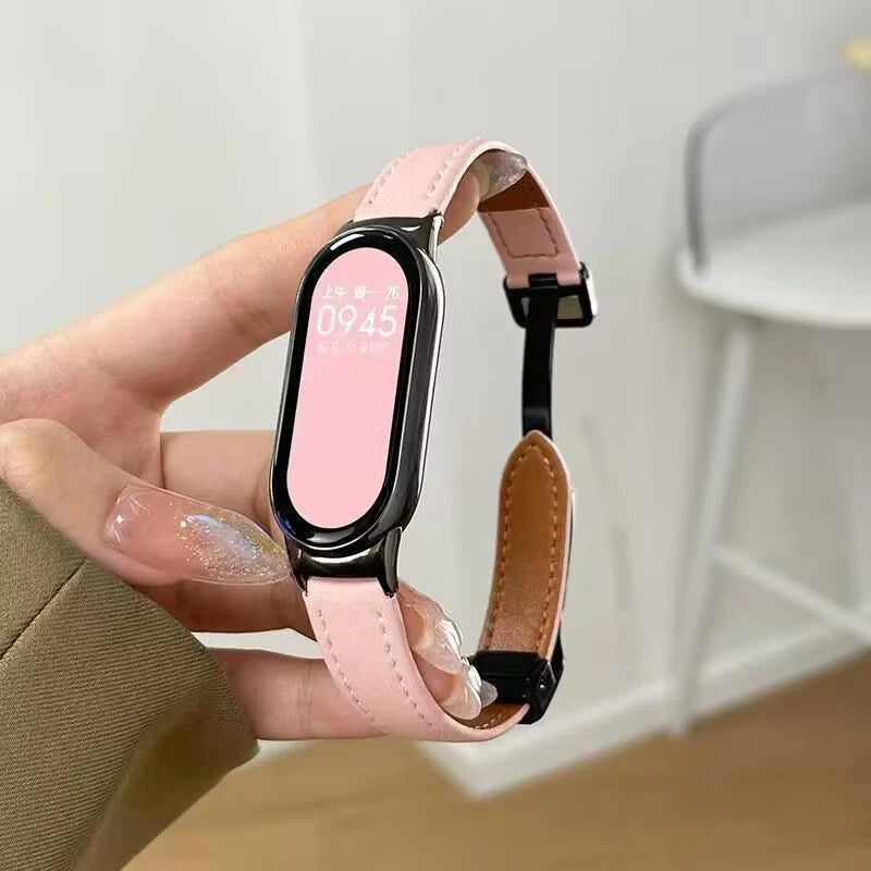 Watch Strap For Xiaomi Smart Band 11 10 9 8 Leather Magnetic Buckle Watchband Loop Belt For Xiaomi MiBand9 8 Mi Band 11 Bracelet