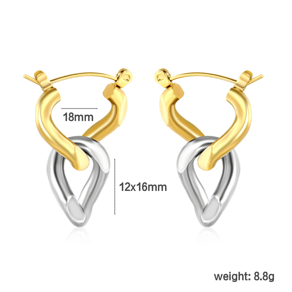 LUXUSTEEL Fashionable Drop Earring for Women Stainless Steel Golden Elegant Hoop Earrings Geometric Jewelry Party Gifts