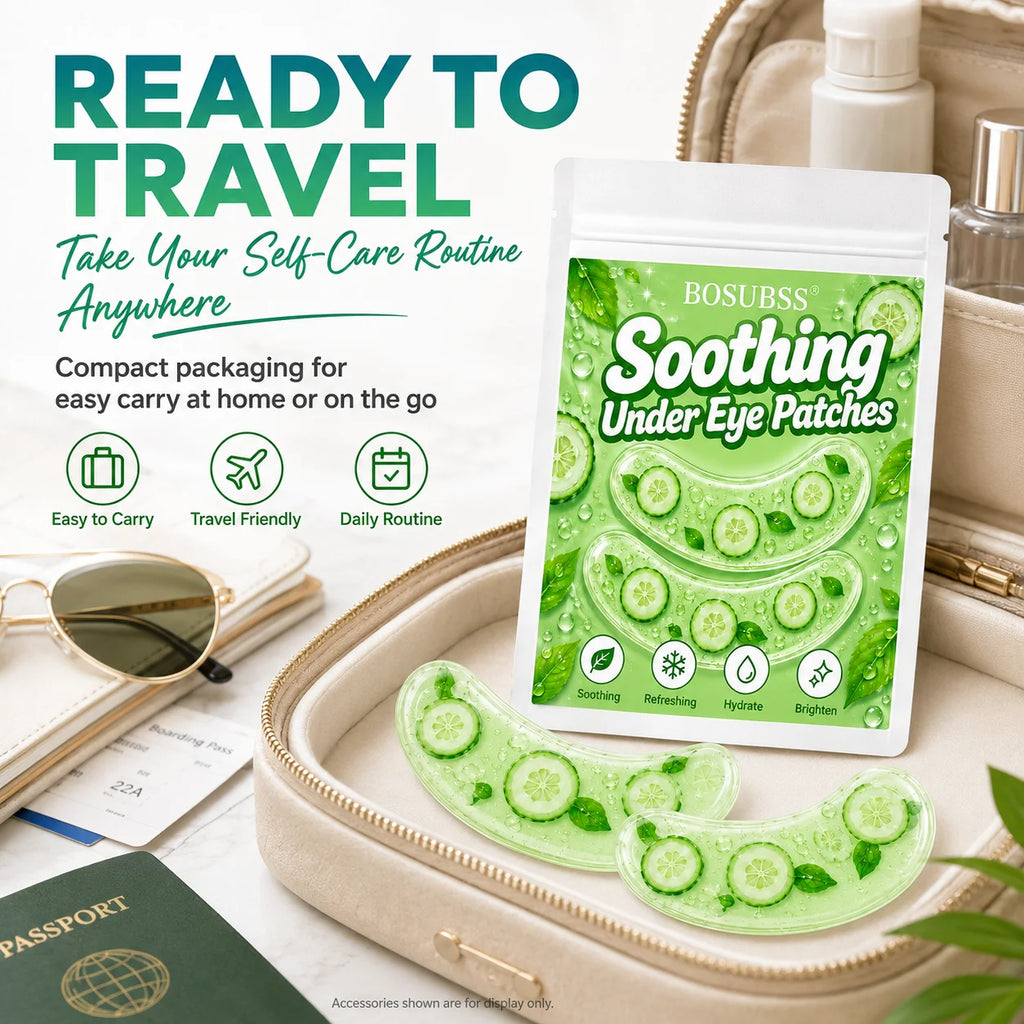 10Pcs Cucumber Gel Under Eye Patches Hydrate Refresh Soothing Eye Mask Pads Daily Face Beauty Skin Care Eye Treatment Patches