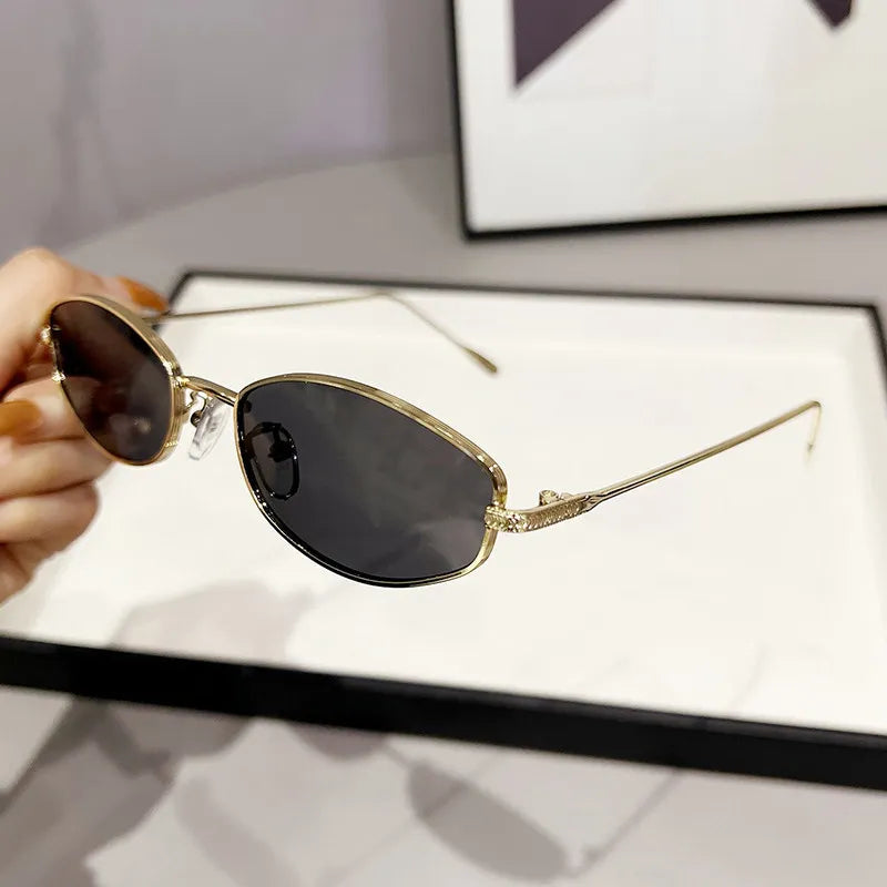 Luxury Brand Sunglasses For Women Men Oval Sun Glasses Brand Designer Retro Shades Metal Frame Eyewear TOP UV400