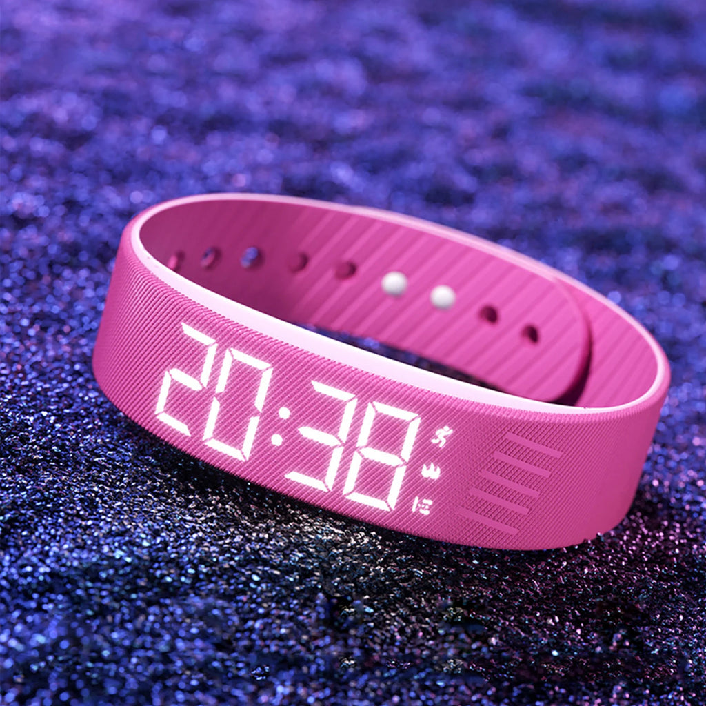  Smart Bracelet Vibrating Alarm Wristband W/Step Counter Pedometer Silent Vibration Alarm Watch Unique for Deepsleepers Elderly