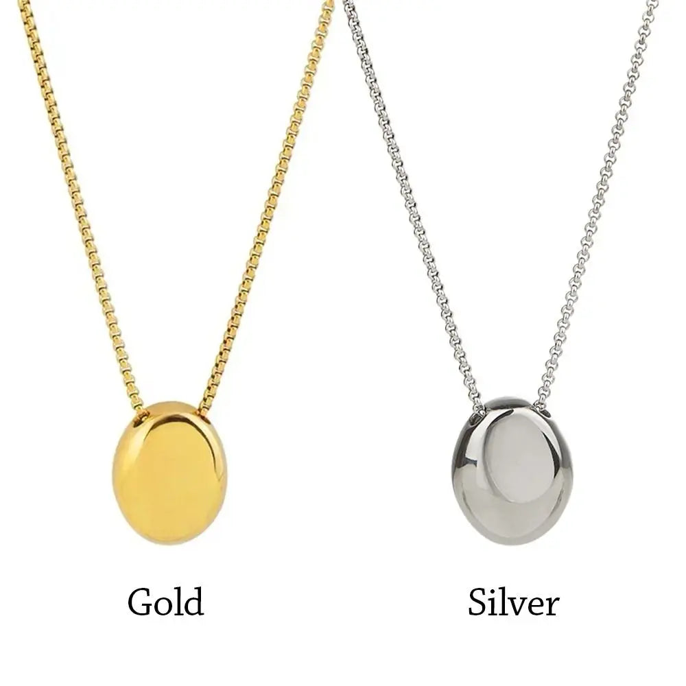 Minimalistic Oval Titanium Steel Necklace for Women Long Sweater Chain Luxury Charm Thin Chain Party Elegant Jewelry Accessories