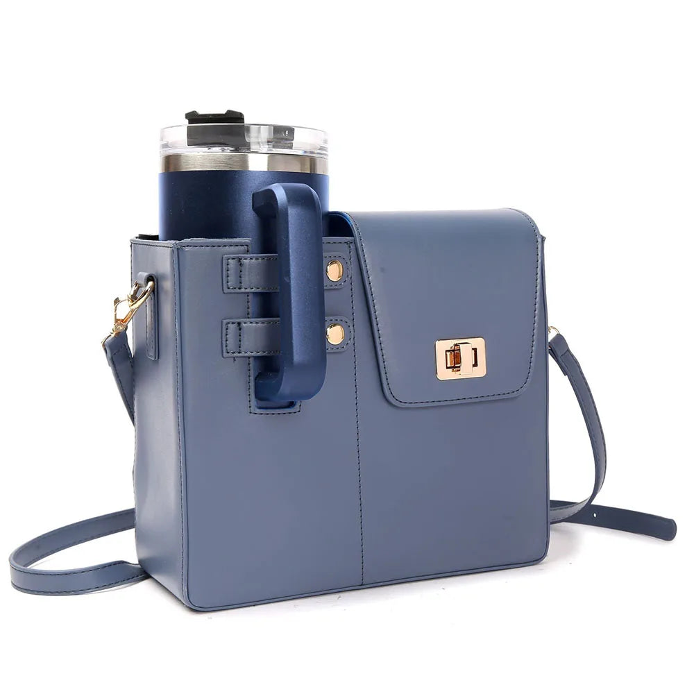 Crossbody Shoulder Bag with Water Bottle Holder Vacation Multifunctional Protection Pouch Outdoor Portable Water Cup Storage Bag