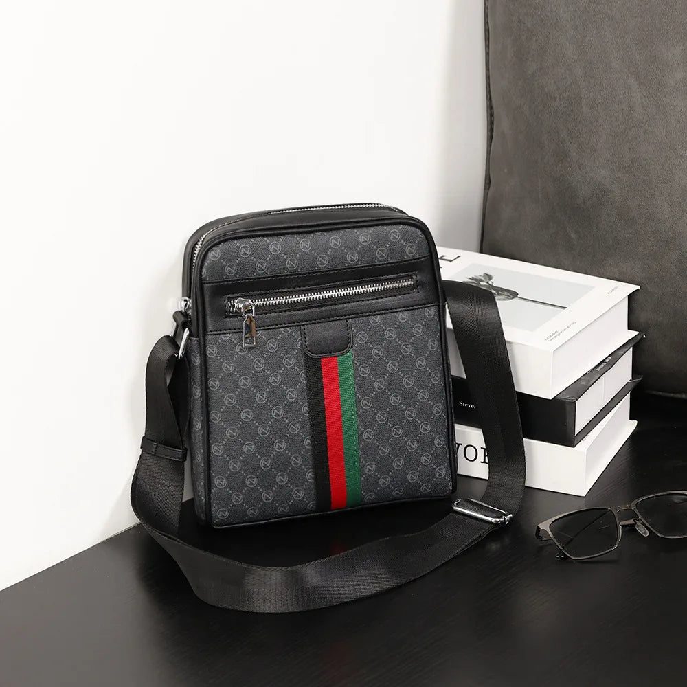 Square Crossbody Bag Men Luxury Design Men's Crossbody Bags Fashion Plaid Letter Printed Shoulder Bag Male Sling Messenger Bag