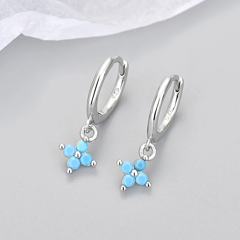 Women's Fashion Elegant Hoop Earrings With Cute Flower Pendant Shiny Crystal Zirconia Copper Exquisite Ear Piercing Jewelry Gift