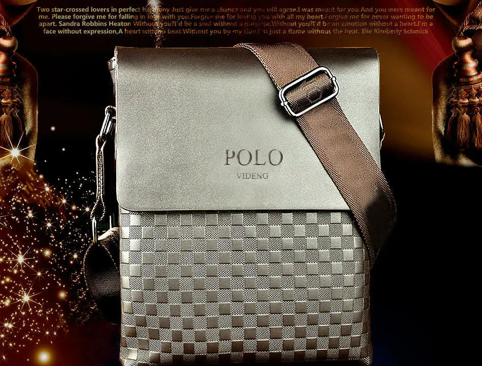 Men's One Shoulder Crossbody Bag Korean Version Trendy Checkerboard Pattern Embossed New Casual Business Bag Bags for Men