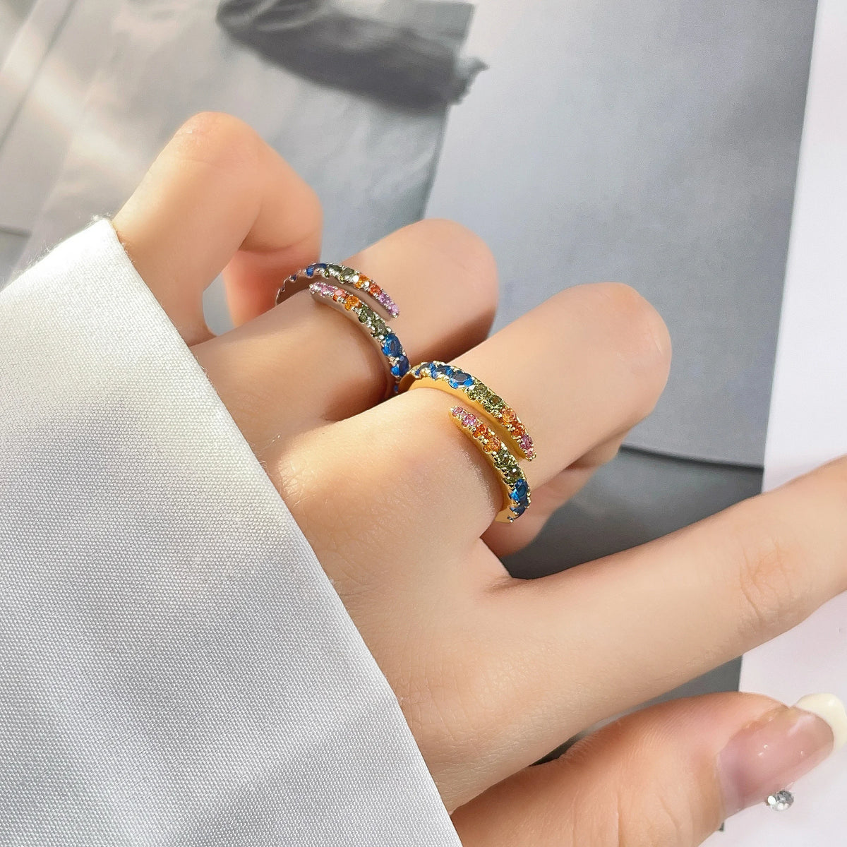 925 Sterling Silver Rings Stackable Colored Shiny Zircon for Women Original Silver 925 Wedding Ring Fine Jewelry Gift