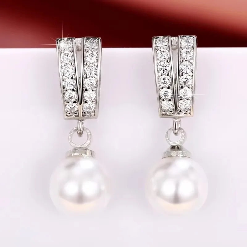 CAOSHI Simple Elegant Hoop Earrings with Simulated Pearl Female Graceful Jewelry for Engagement Daily Party Accessories Gift