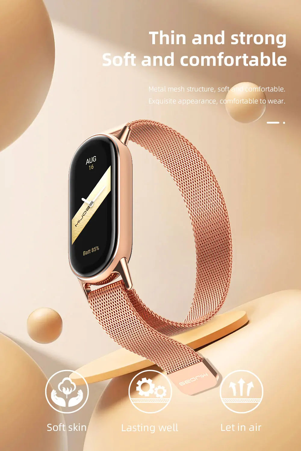 Mi Band 10 9 8 Strap Metal Smart Bracelet Milanese Girls Women Small Wrist Band For Xiaomi Mi Band 8 9 Smart Watch