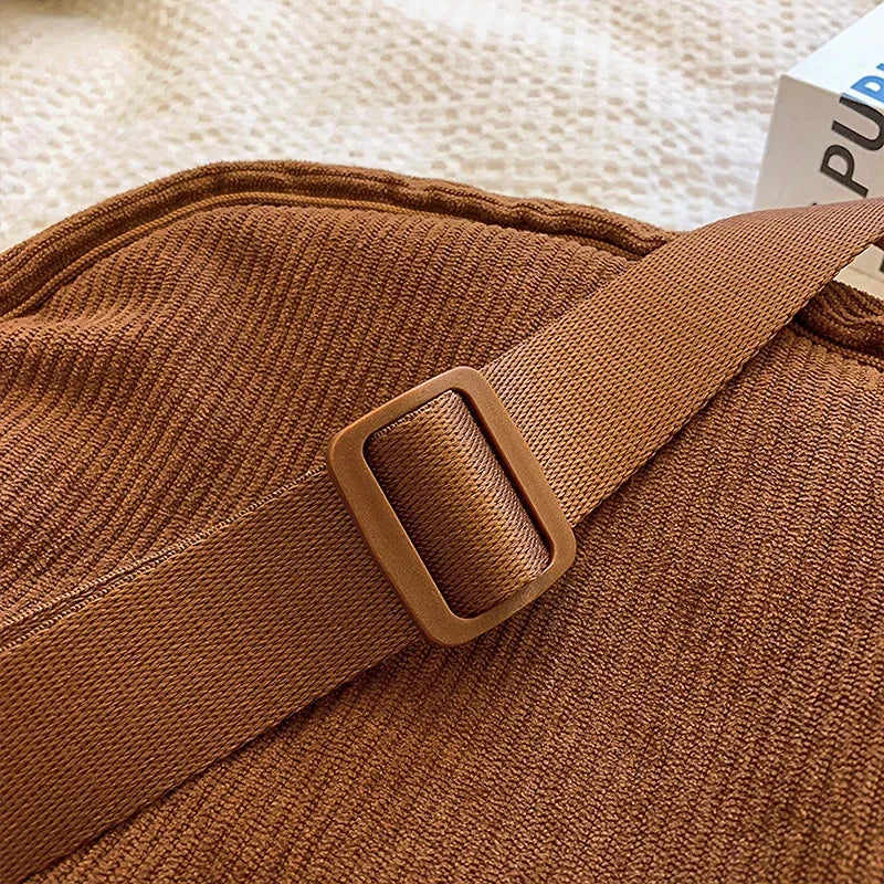 Crossbody Bags Ladies Daily Travel Handbags Messenger Bag Solid Color Corduroy Women's Hobos Shoulder Bag Retro Casual Female