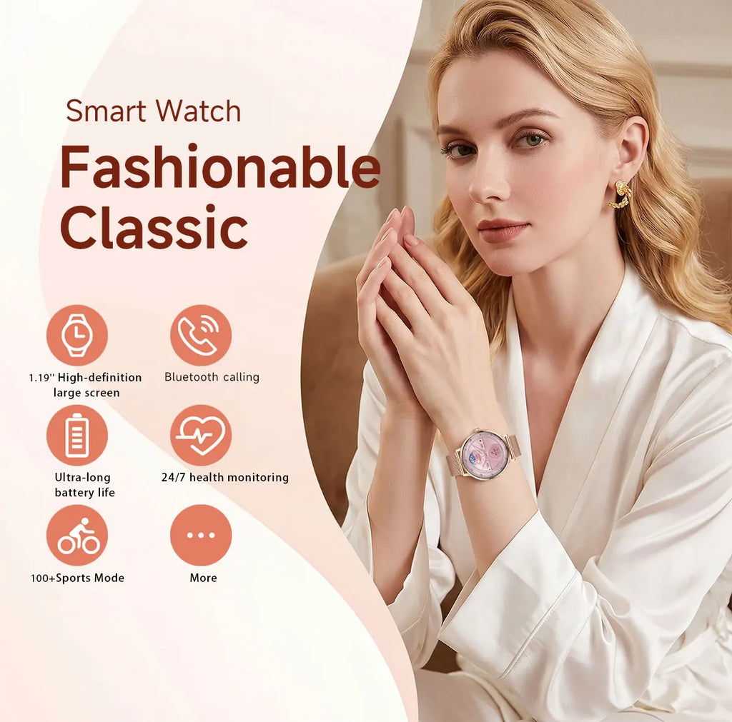 2026 Model of Military-Grade Stylish Smartwatch, 1.19-Inch AMOLED Screen, Heart Rate and Blood Oxygen Monitoring, Bluetooth Call