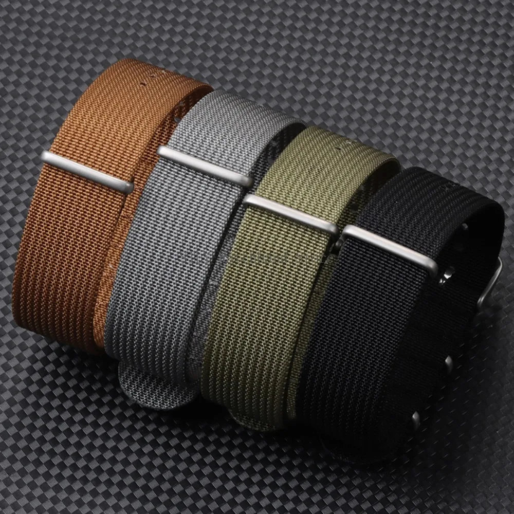 Military Nylon Smartwatch Band 18mm 20mm 22mm Universal Men Women Canvas Strap Fabric Army Replacement Wristbelt Sport Bracelets