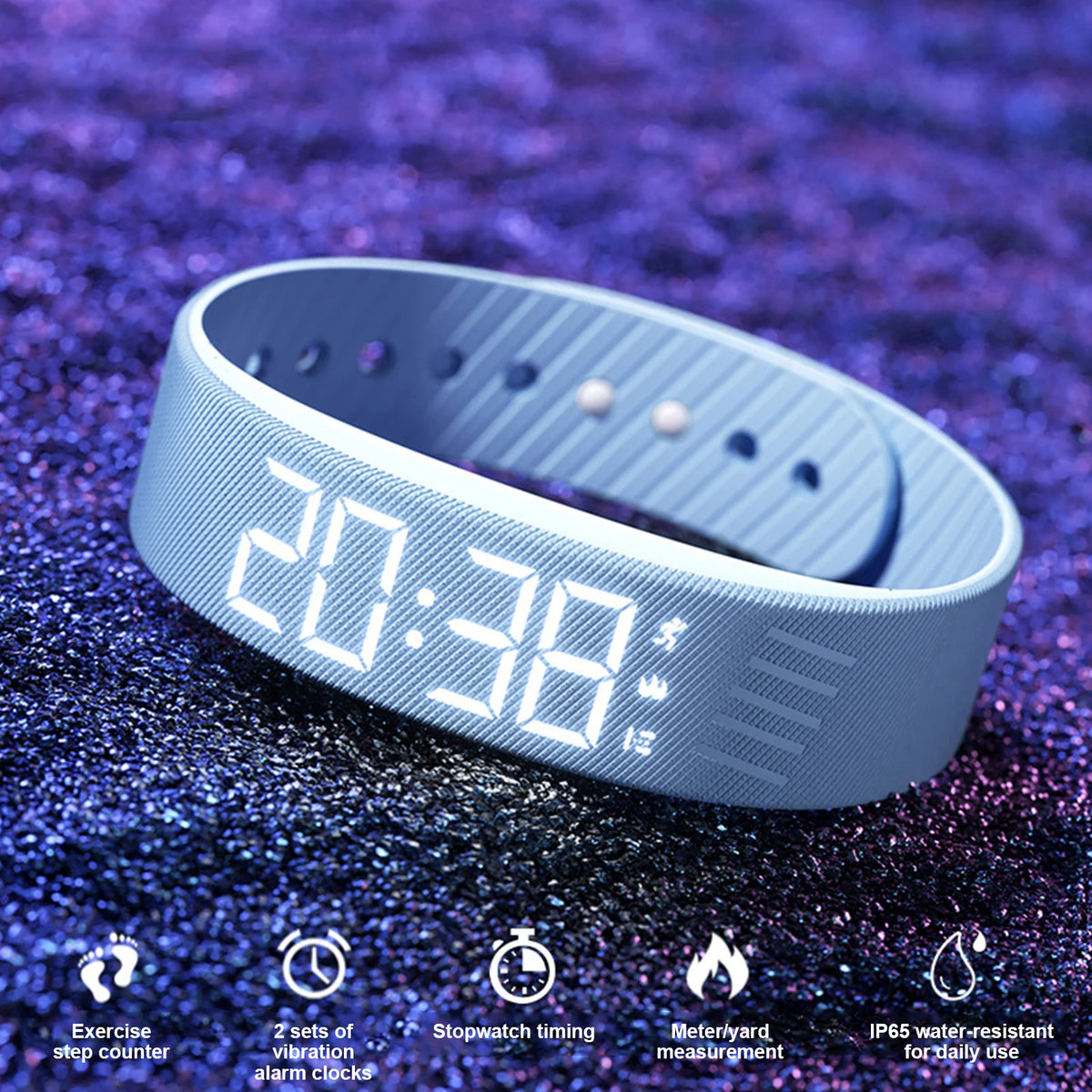  Smart Bracelet Vibrating Alarm Wristband W/Step Counter Pedometer Silent Vibration Alarm Watch Unique for Deepsleepers Elderly