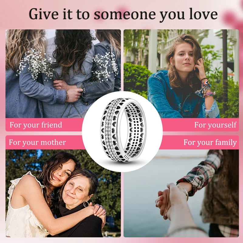 New Original 925 Sterling Silver Rings Stackable Infinite Silver Zircon Ring For Women Wedding Anniversary Birthday Jewelry Gift