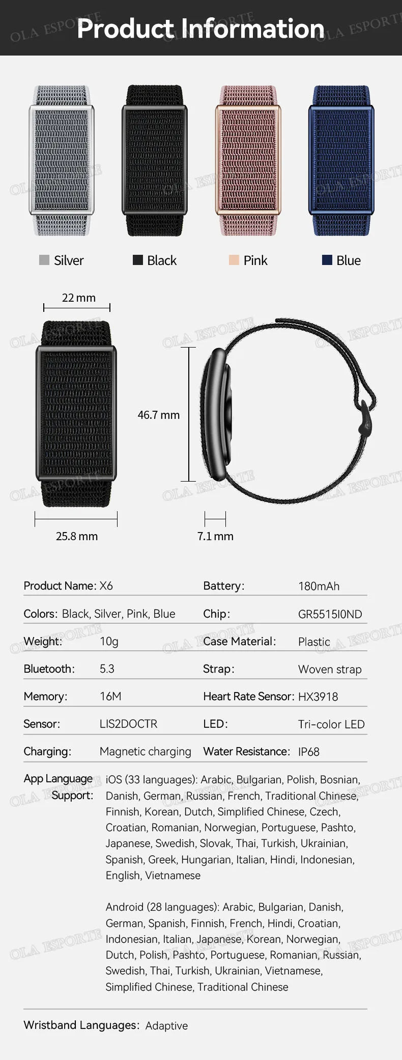 Smart Wristband Thin and Light Without Screen All Day Health Monitoring 128+ Sports Modes Waterproof Smart Bracelet Watch F107