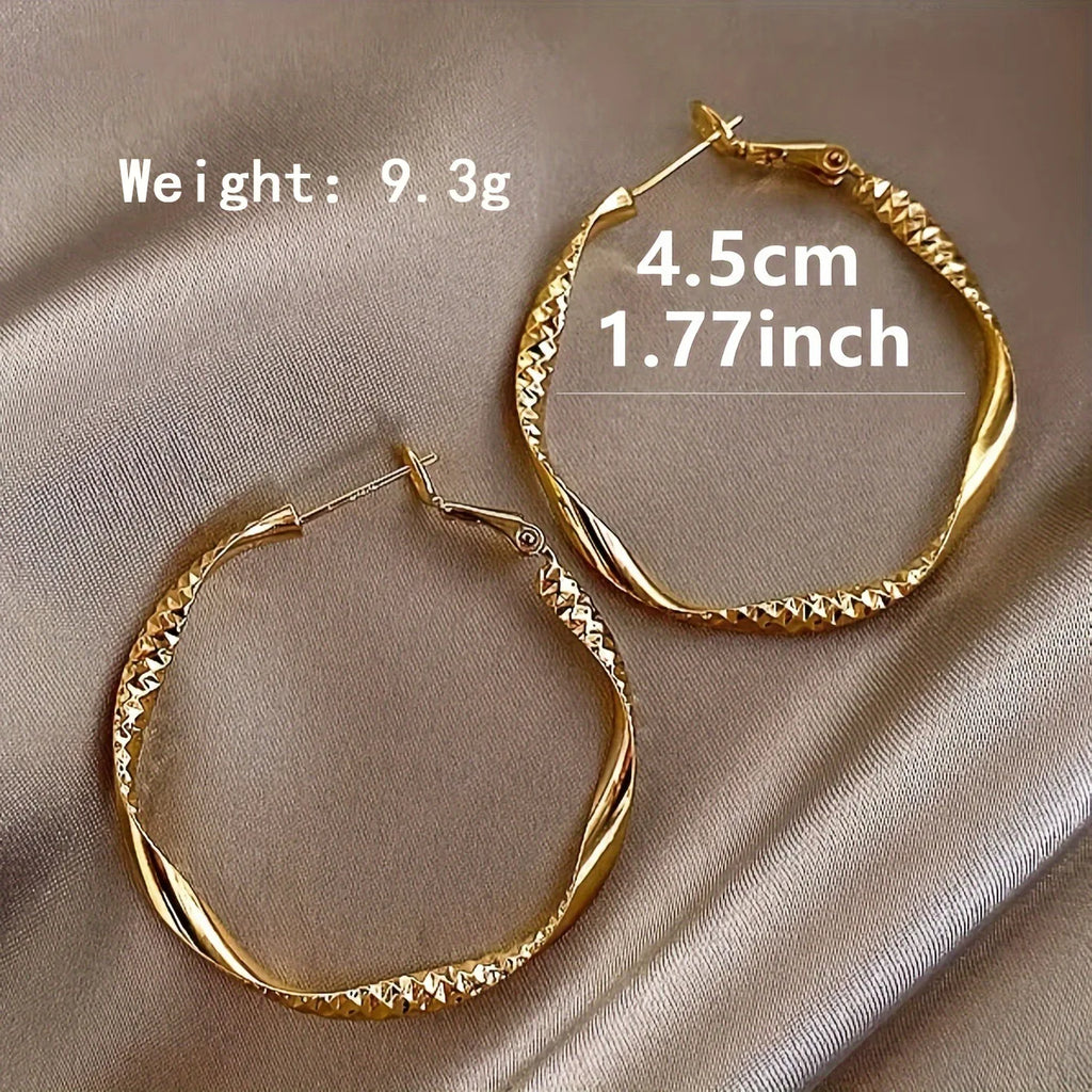 Elegant Geometry Big Round Hoop Earrings Fashion Aesthetics Liquid Metal Round Earrings Women's Charm Party Wedding Jewelry Gift