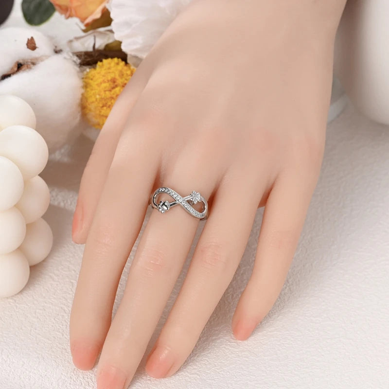 New Original 925 Sterling Silver Rings Stackable Infinite Silver Zircon Ring For Women Wedding Anniversary Birthday Jewelry Gift