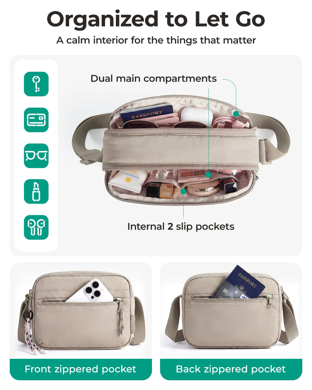BAGSMART Cross Body Purse Small Crossbody Bags for Women Travel Purse Casual Shoulder Handbag Wallet