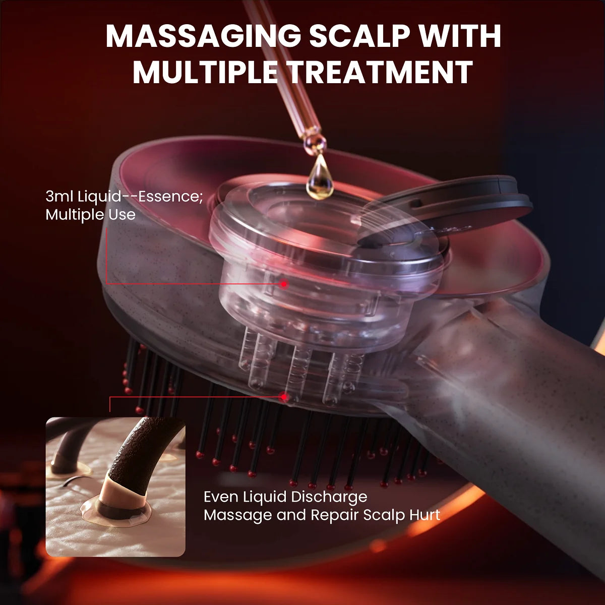 Breo Scalp3 Scalp Massaging Brush Hair Massager Comb with IPX7 Waterproof, Cordless Electric Massager Type-C