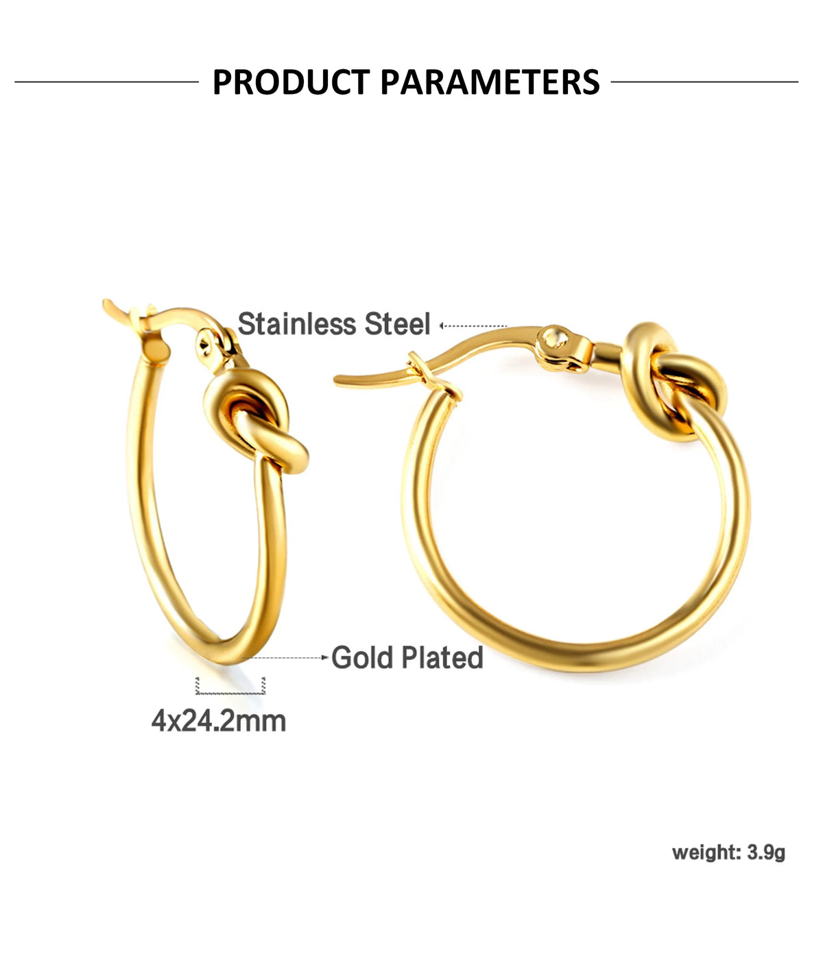 LUXUSTEEL Fashionable Drop Earring for Women Stainless Steel Golden Elegant Hoop Earrings Geometric Jewelry Party Gifts