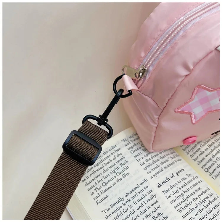 Cute Kitty Crossbody Bag Checkered Commuter Handbag, Creative Cartoon Shoulder Bag, Gift for Girlfriend