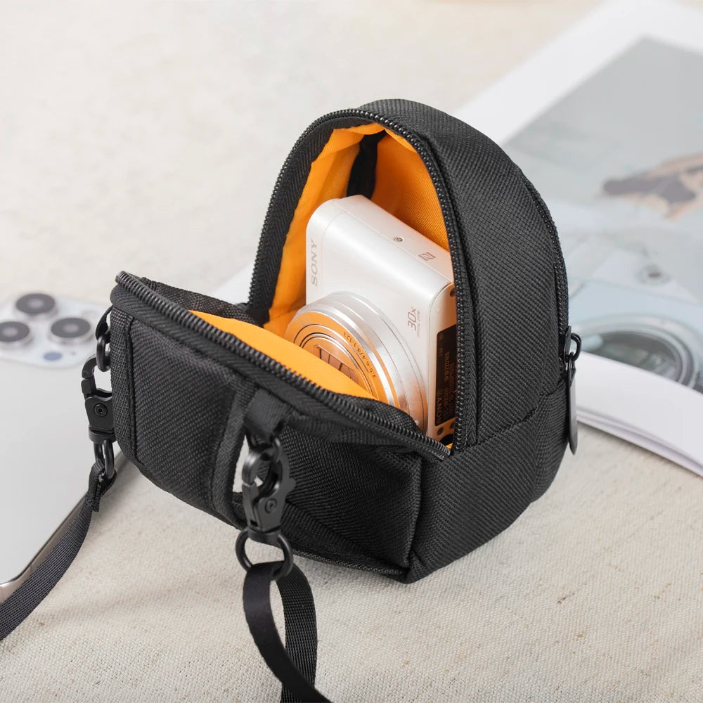 Portable Small Crossbody Camera Bag with Shoulder Strap Compact Zipper Closure Travel Storage Case