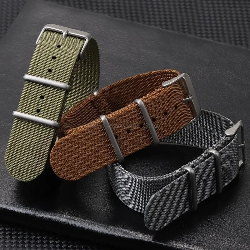 Military Nylon Smartwatch Band 18mm 20mm 22mm Universal Men Women Canvas Strap Fabric Army Replacement Wristbelt Sport Bracelets