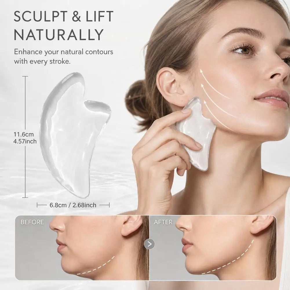 Transparent Gua Sha Facial Tool Guasha Massage Board SPA Eye Massager Scrapers Tools for Face Lifting, Wrinkle Relief