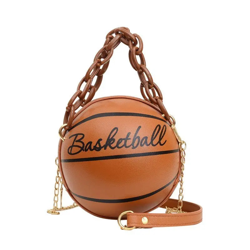 2025 Crossbody Bag New Network Red Personality Fun Pink Ins Versatile Chain Football Basketball Shoulder Bag Small Round Bag