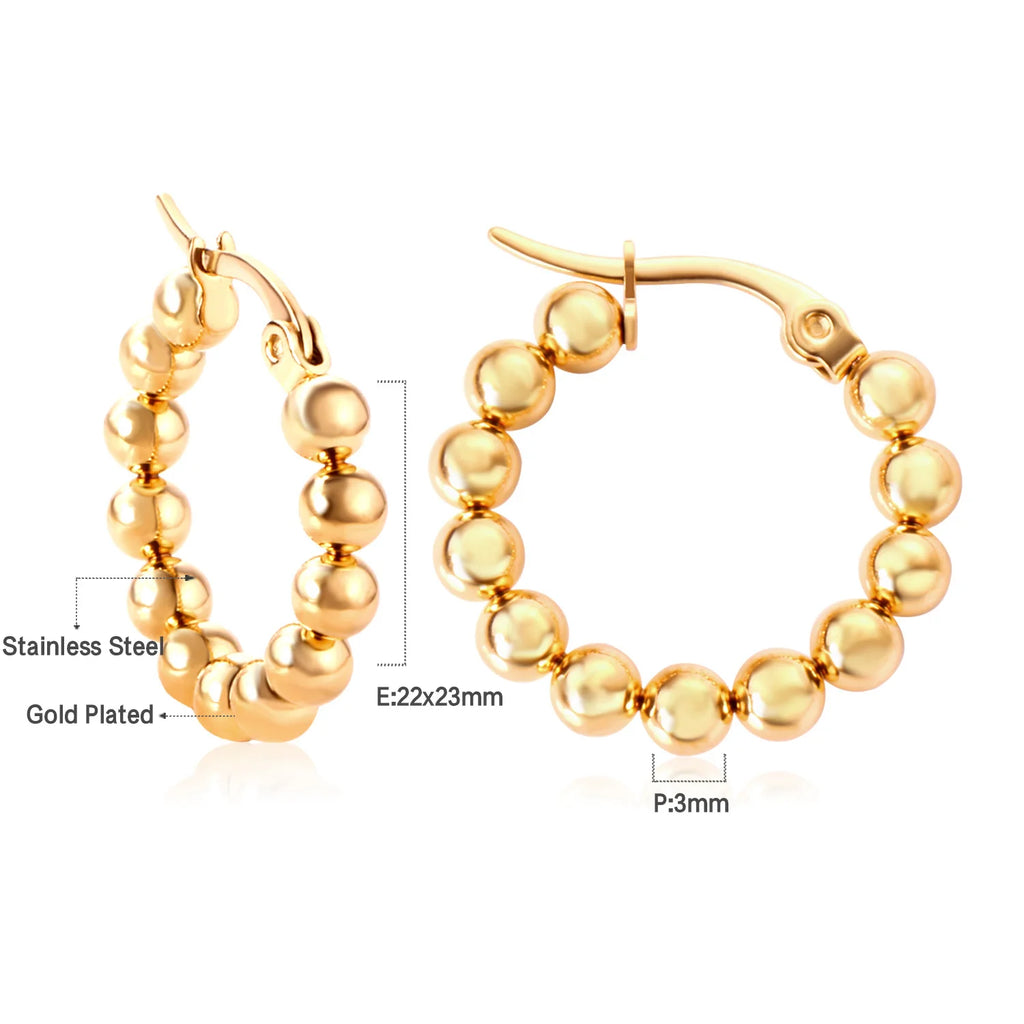 LUXUSTEEL Fashionable Drop Earring for Women Stainless Steel Golden Elegant Hoop Earrings Geometric Jewelry Party Gifts