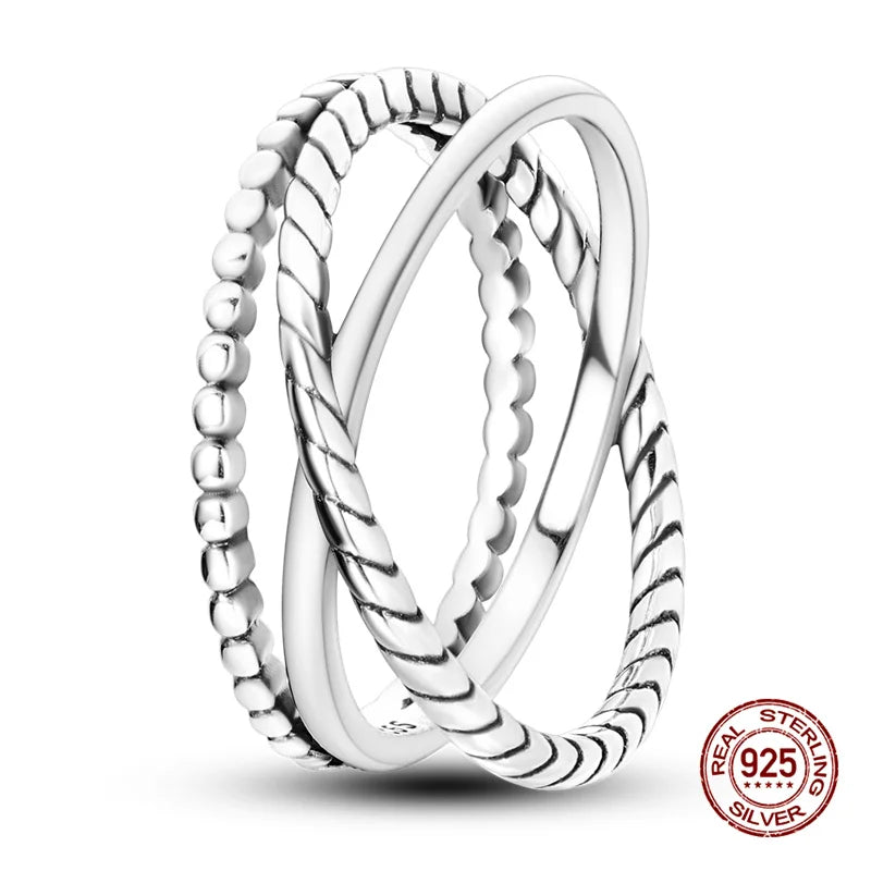 Original 925 Sterling Silver Rings Stackable Infinite Silver Zircon Ring For Women Wedding Anniversary Birthday Jewelry Gift Hot