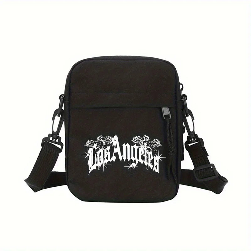 Los Angeles printed crossbody bag: Adjustable shoulder strap, lightweight and foldable, zipper bag, suitable for daily commuting