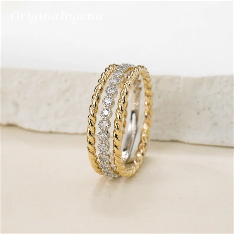 Set of 3 Gold Filled Stacking Ring Handmade Zircon Tarnish Resistant Jewelry Dainty Jewelry Boho Minimalism Ring for Women