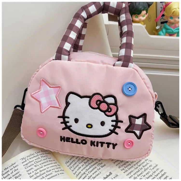 Cute Kitty Crossbody Bag Checkered Commuter Handbag, Creative Cartoon Shoulder Bag, Gift for Girlfriend