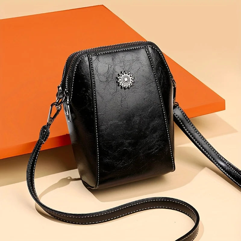 Chic Leather Crossbody Phone Bag, Compact & Stylish for Daily Use Adjustable Strap Perfect for Women Fashion Everyday Essential