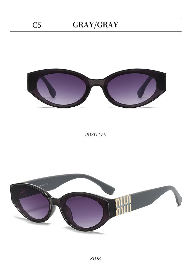 Luxury Glamour Sunglasses For Women And Men Oval Minimalist Fashion Brand Sun Glasses Unisex Stylish Shades UV400