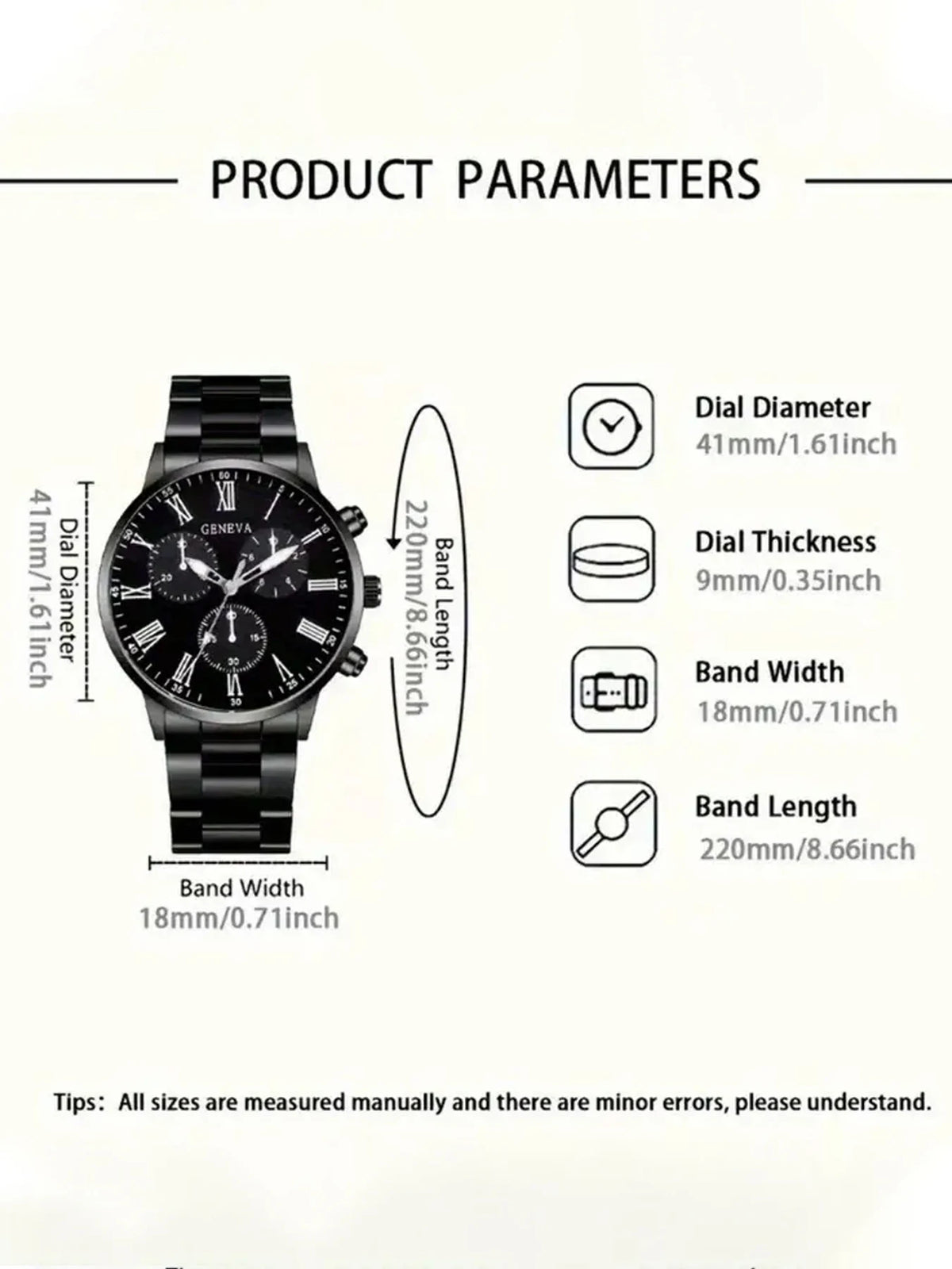2pcs Fashionable Men's Steel Band Watch Geneva Casual Business Quartz Watch Stylish Timepiece