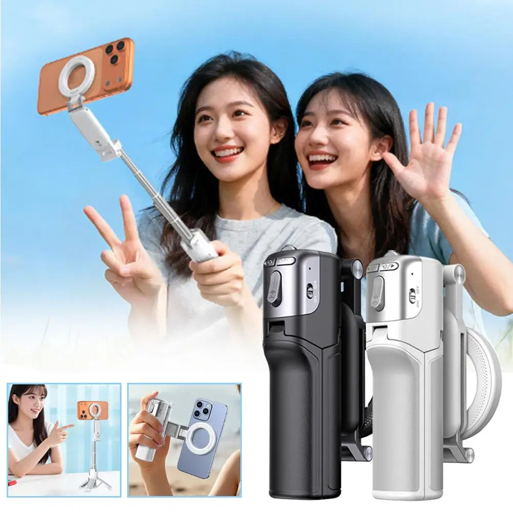 Z3 Magnetic Selfie Stick Tripod with Zoom Remote Double Sided Magnetic Phone Stand Mini Desktop Holder for Vlog Photography