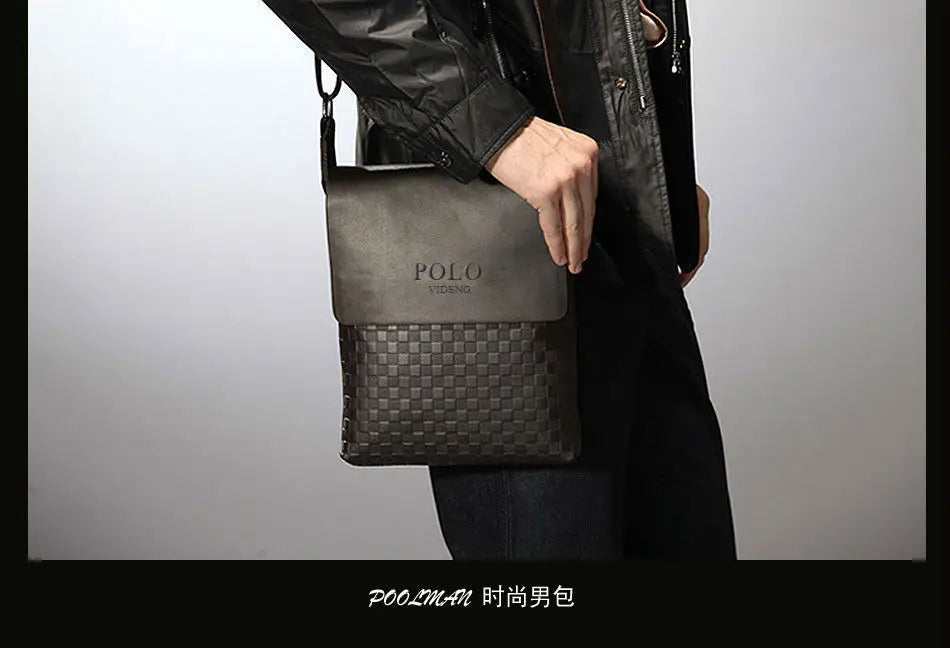 Men's One Shoulder Crossbody Bag Korean Version Trendy Checkerboard Pattern Embossed New Casual Business Bag Bags for Men