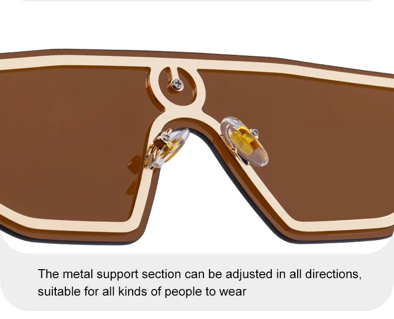 Premium Luxury Design One-piece Punk Sunglasses Men Women 2026 Fashion Metal Anti-reflective Outdoor Sun Shades Gafas UV400