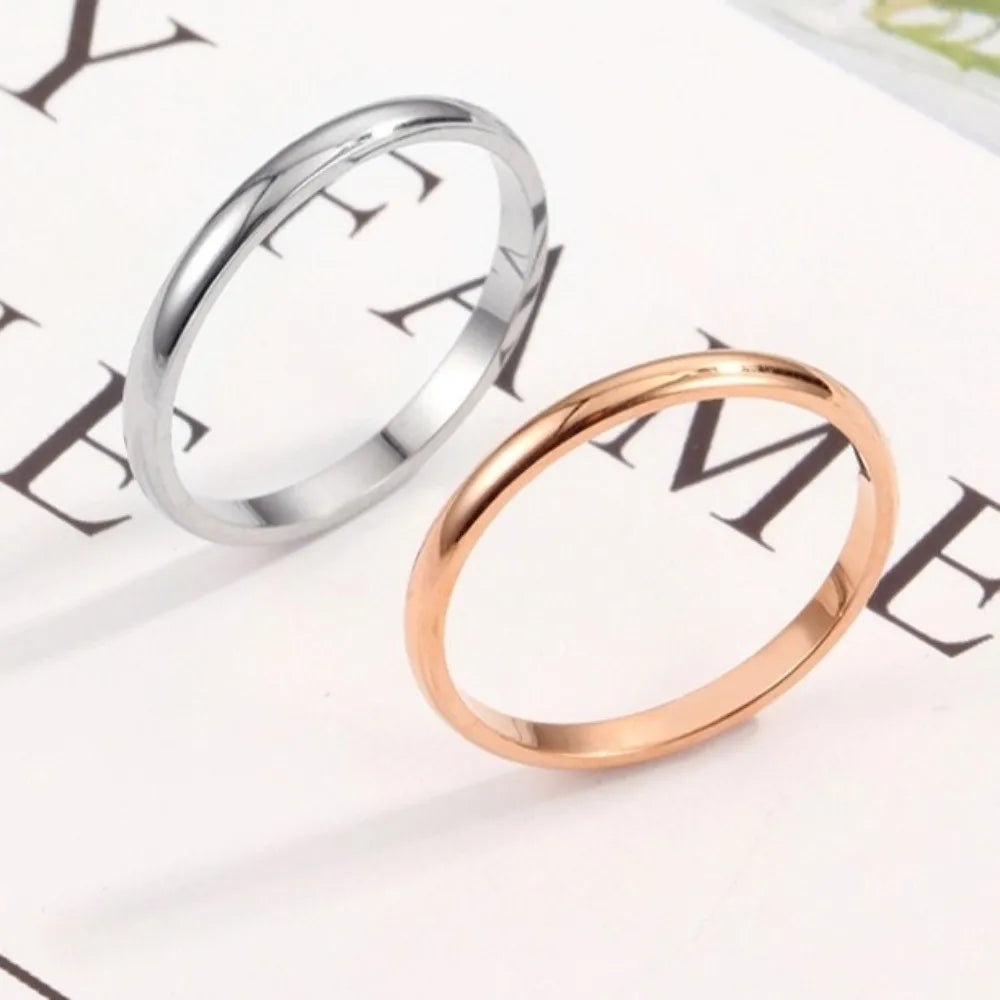 Durable Stackable Plain Band Rings 2MM Twist Design Thin Rings Minimalist Style Smooth Titanium Steel Rings Party Jewelry