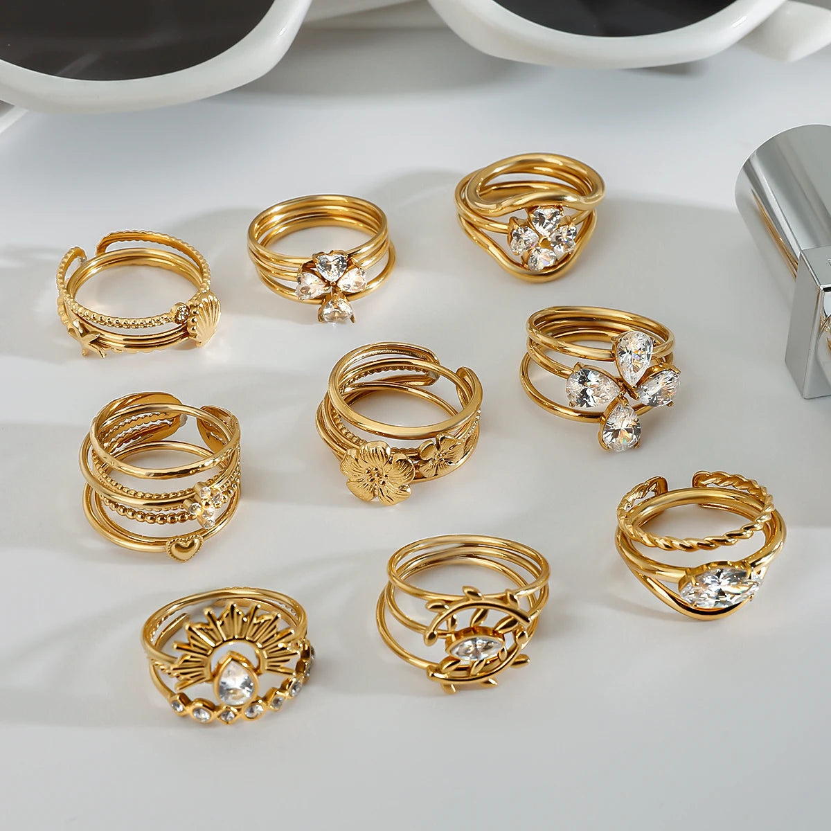 Yori Personalized Stackable Ring Set  Prevent Allergy Stainless Steel Gold Color Daily Wear Fashion Jewelry 2025 NEW