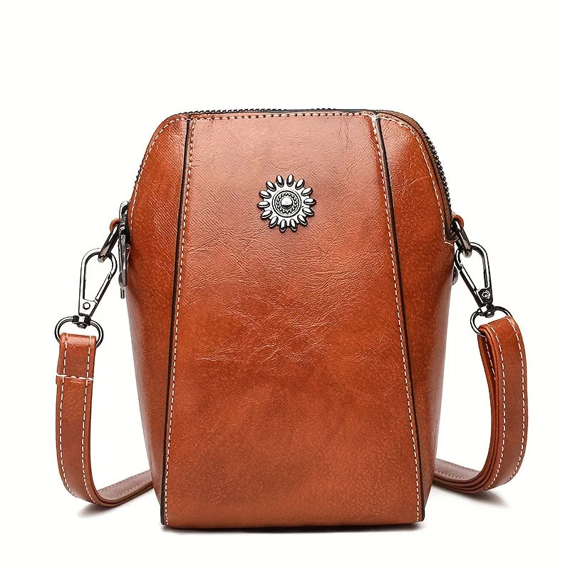 Chic Leather Crossbody Phone Bag, Compact & Stylish for Daily Use Adjustable Strap Perfect for Women Fashion Everyday Essential